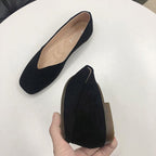 Damen Ballerinas aus Veloursleder mit elegantem V-Ausschnitt R&B