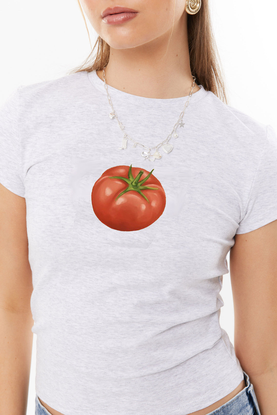 Damen lässiges Crop-Top mit frischem Zitronenaufdruck R&B