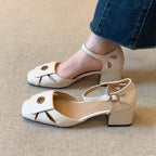 Damen Elegante Riemchen-Pumps mit quadratischer Zehenpartie und dekorativem Detail R&B