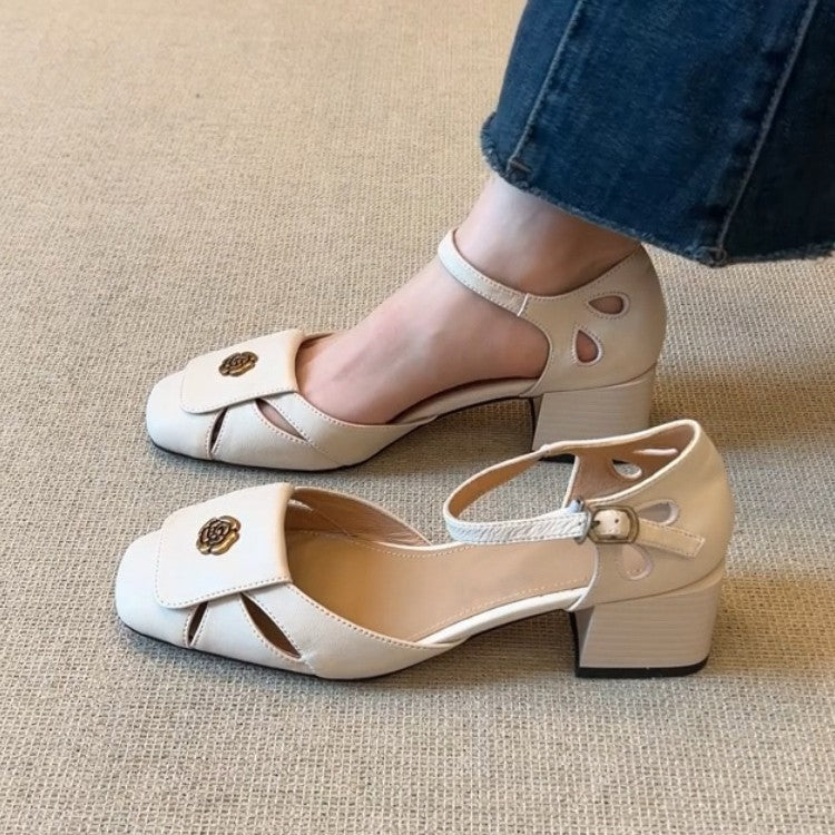 Damen Elegante Riemchen-Pumps mit quadratischer Zehenpartie und dekorativem Detail R&B
