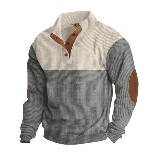 Sweatshirt Herren sportlich mit Stehkragen und Knopfdetails