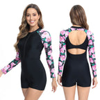 Damen Surfanzug mit floralem Langarmdesign und praktischem Reißverschluss R&B