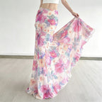Damen Maxi-Rock mit floralen Mustern und fließendem Schnitt R&B