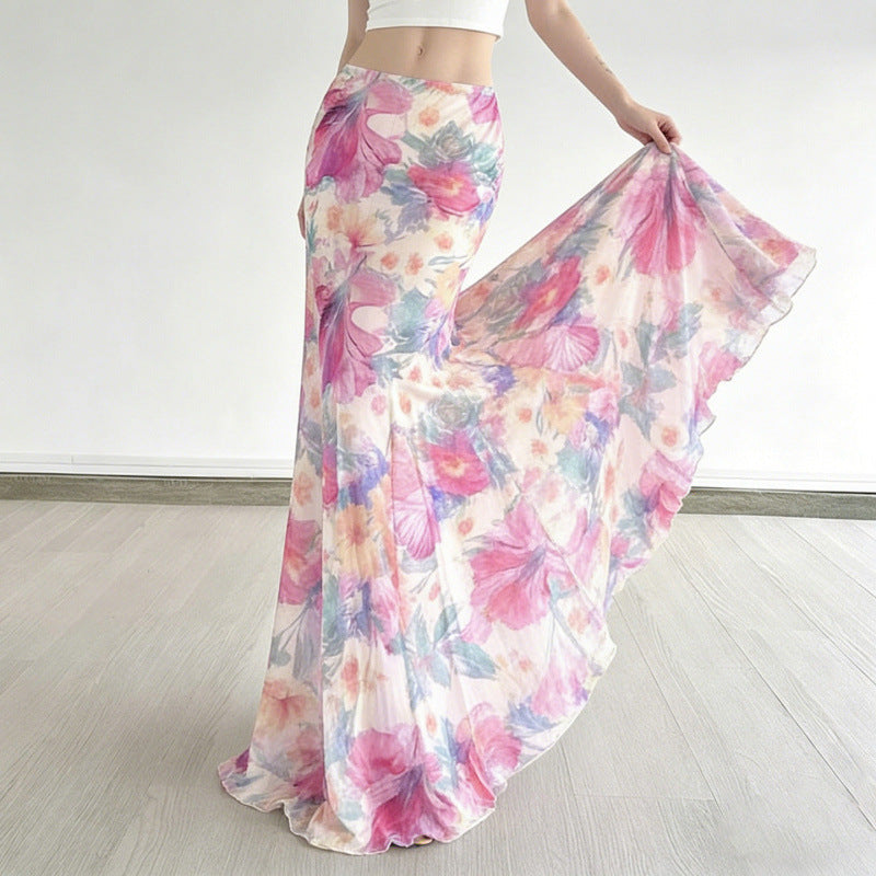 Damen Maxi-Rock mit floralen Mustern und fließendem Schnitt R&B