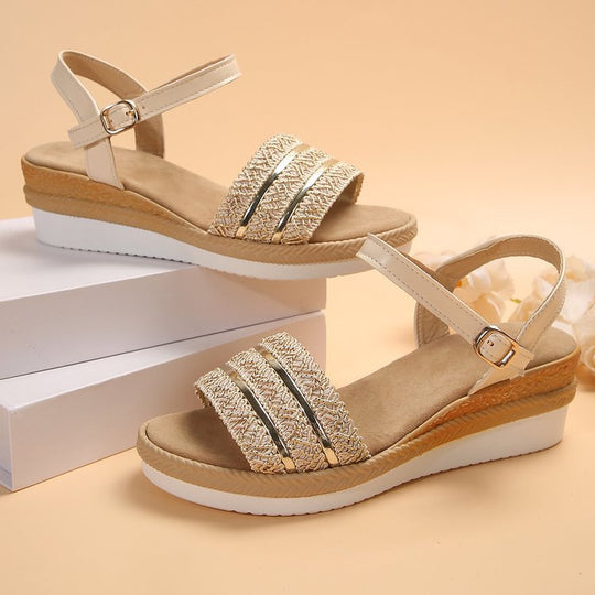 Damen Moderne Riemchen-Plateausandalen mit Glitzerapplikationen R&B