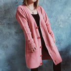 Damen Grobstrickjacke mit modernen Knopfdetails und lässigem Schnitt R&B