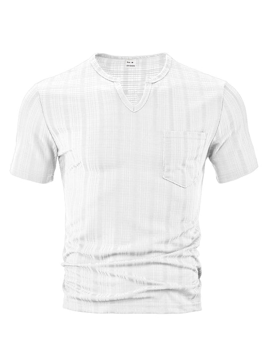 Herren Kurzarm T-Shirt mit V-Ausschnitt und Brusttasche R&B