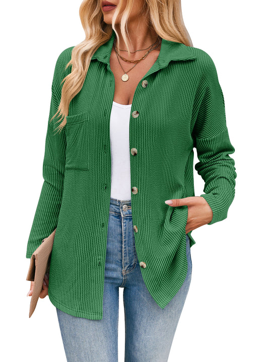 Damen lässige Strickjacke mit Knopfleiste R&B