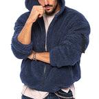 Herren kuschelige Fleecejacke mit großzügiger Kapuze und Reißverschluss R&B