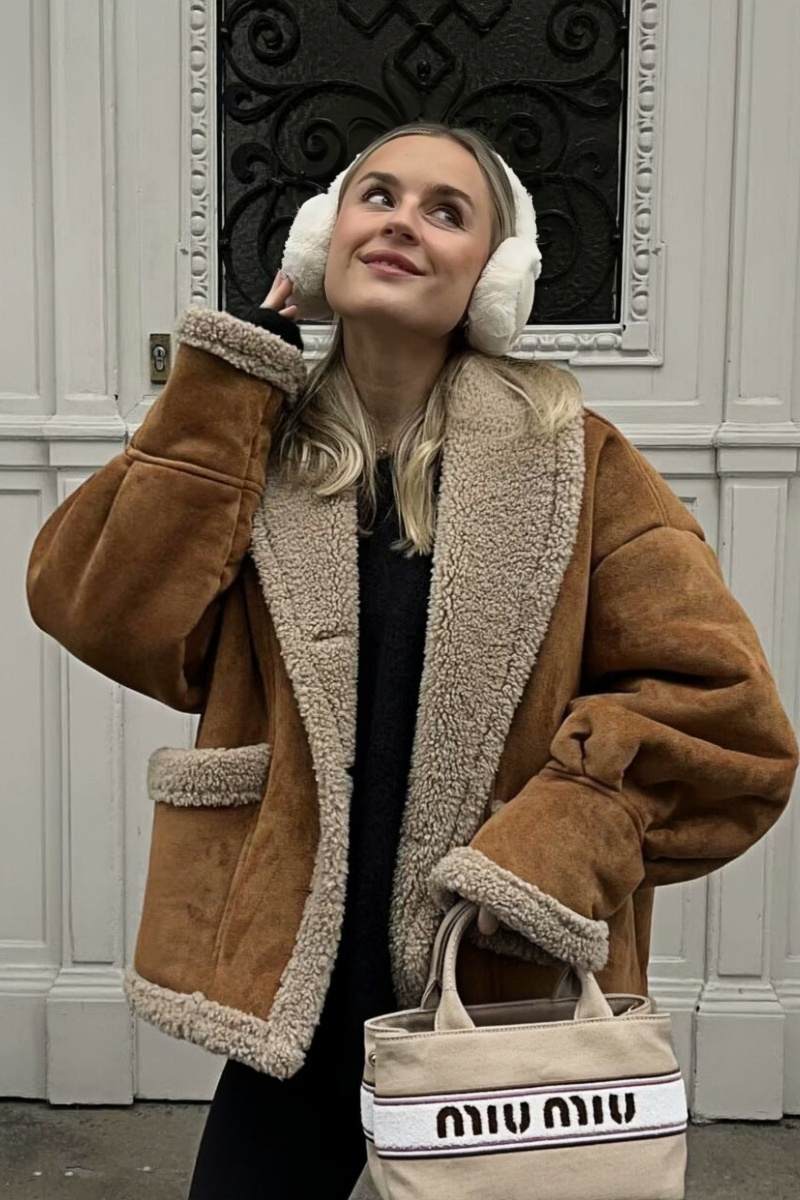 R&B | Weiche Teddyjacke Lammfell-elemente Modern und Bequem