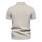 Herren Kurzarm Polo-Shirt mit strukturiertem Streifenmuster