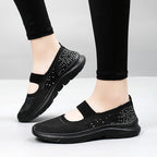 Damen bequeme Slip-On Sneakers mit gepolstertem Riemen R&B
