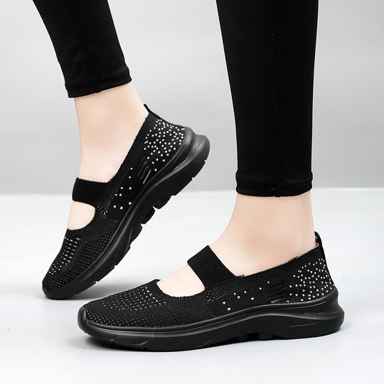 Damen bequeme Slip-On Sneakers mit gepolstertem Riemen R&B