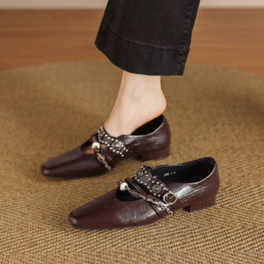 Damen elegante Slipper mit dekorativem Riemchendesign R&B