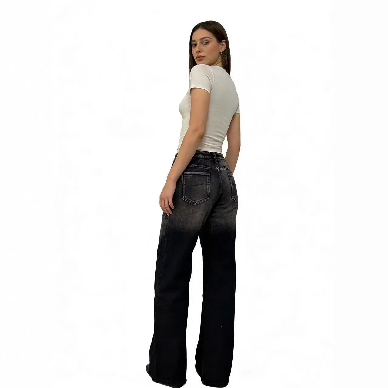 Damen Weite Denim-Jeans mit praktischen Taschen