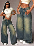 Damen Weite Bootcut-Jeans im lässigen Oversized-Schnitt R&B
