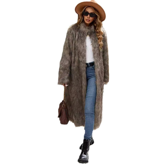 Damen Eleganter langhaariger Pelzmantel R&B