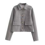 Damen modische Jacke mit Knopfleiste und praktischen Taschen