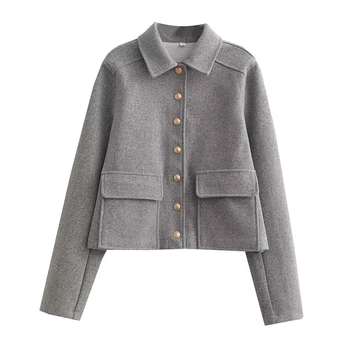 Damen modische Jacke mit Knopfleiste und praktischen Taschen