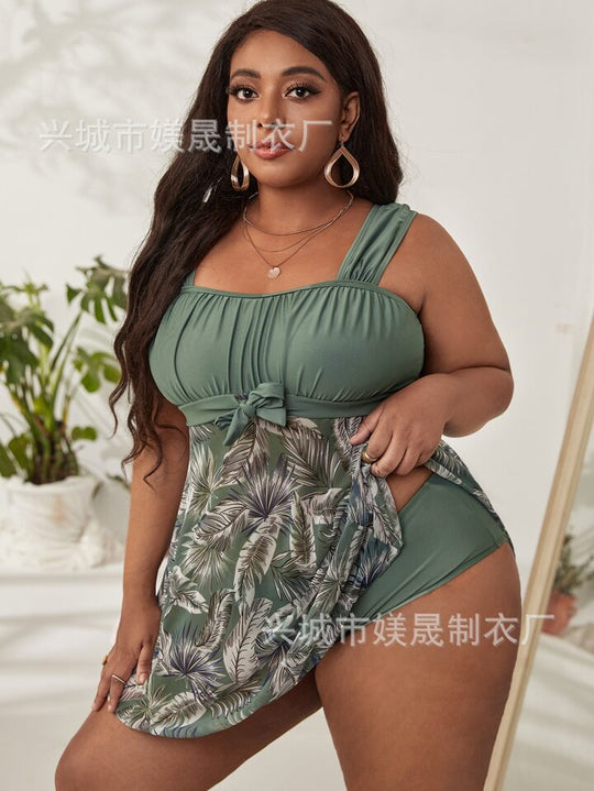 Damen Schlafkleid mit floralem Design und Taillenknoten R&B