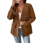 Damen Blazerjacke im angesagten Kord-Stil mit zwei Knöpfen R&B