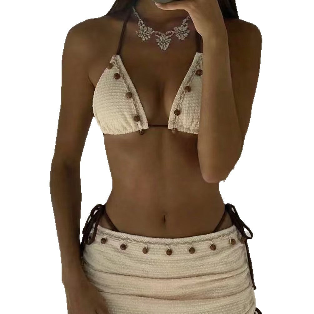 Damen Triangel-Bikini mit gerafftem Rock R&B