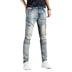 Herren Designer Slim Fit Jeans mit kreativen Reißverschlussdetails R&B