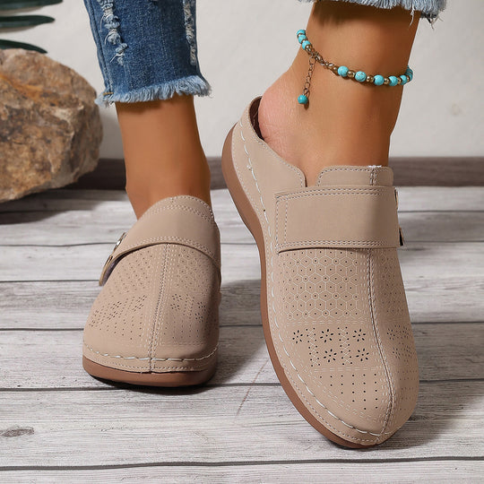 Damen bequeme Clogs mit atmungsaktiver Obermaterialstruktur und modischem Riemchen R&B