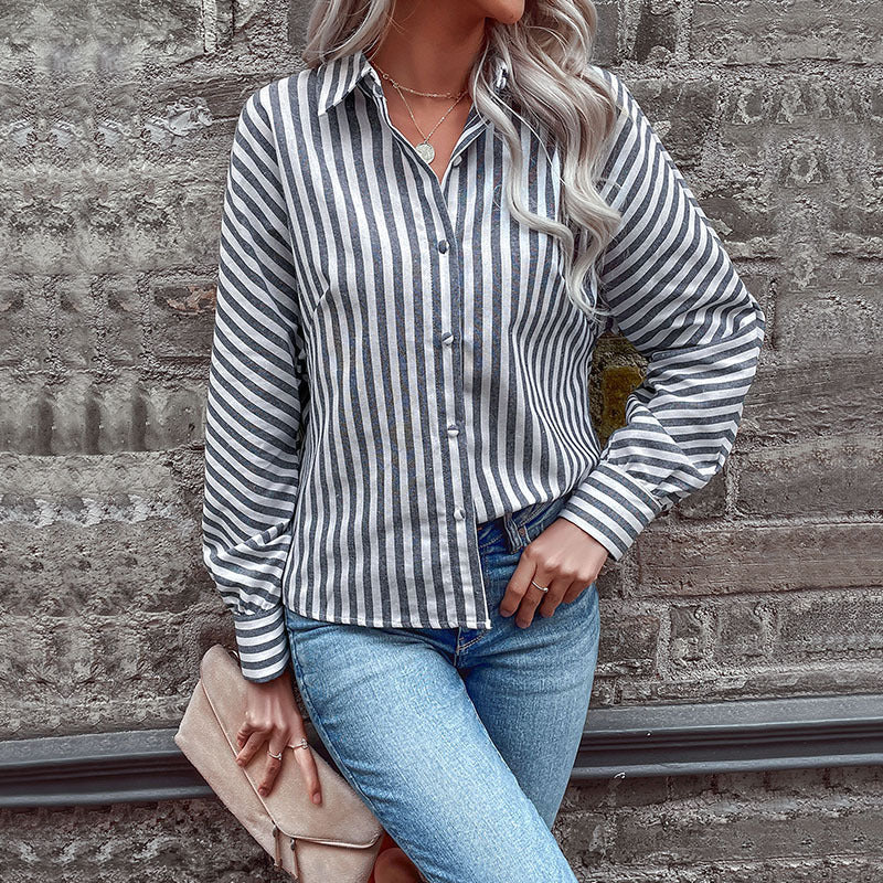 Damen Krawattenhemd mit gestreiftem Design R&B