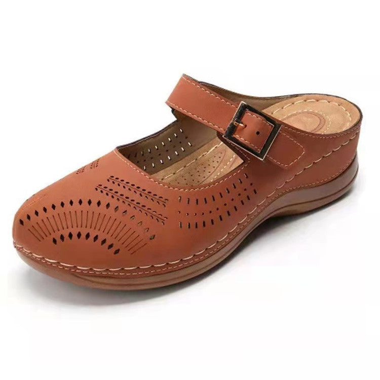Damen Komfortable Clogs mit modischem Schnallenverschluss und atmungsaktivem Obermaterial R&B