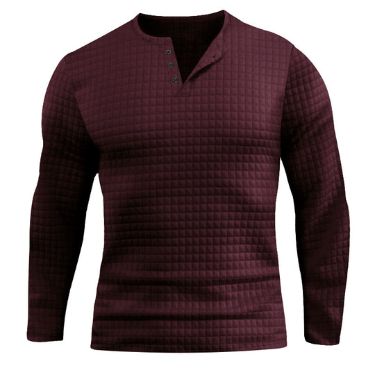 Herren Langarmshirt mit strukturiertem Design und modischem Knopfverschluss R&B