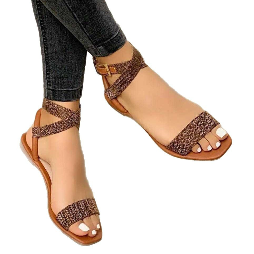 Damen Riemensandalen mit verstellbarem Kreuzriemen und funkelnden Akzenten R&B