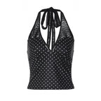 Damen Polka-Dot Top mit V-Ausschnitt und spezifischem Schnitt R&B