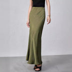 Damen Eleganter Maxirock aus satinierter Viskose R&B