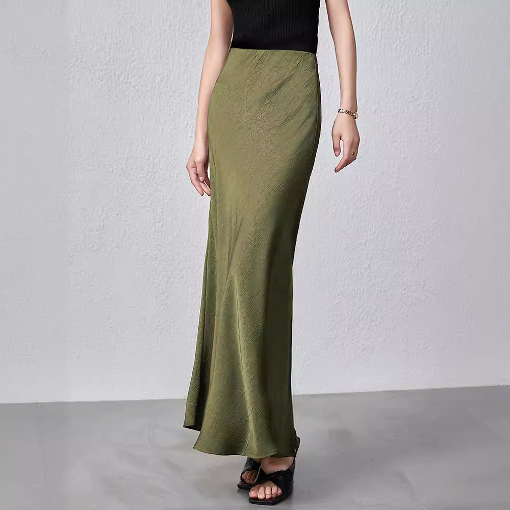 Damen Eleganter Maxirock aus satinierter Viskose R&B