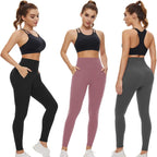 Damen Hochtaillierte Sportleggings mit Taschen R&B