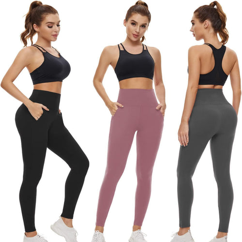Damen Hochtaillierte Sportleggings mit Taschen R&B