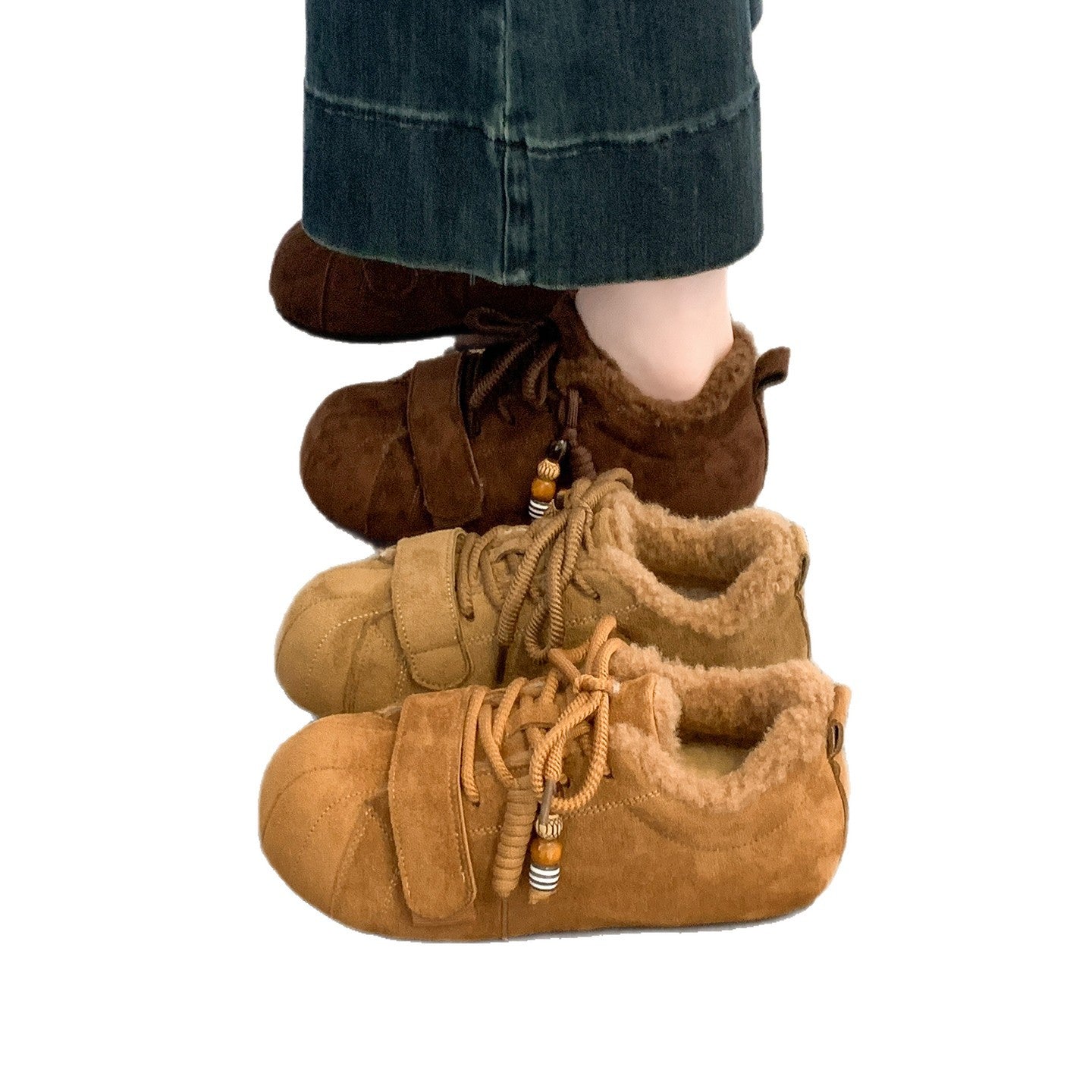 Damen Bequeme Fleece-Sneaker mit flauschigem Innenfutter R&B