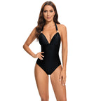 Damen Eleganter Badeanzug mit tiefem V-Ausschnitt und verstellbaren Trägern R&B