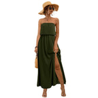 Damen Maxikleid mit trägerlosem Design und seitlichem Schlitz R&B
