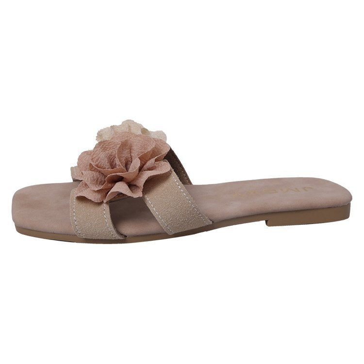 Damen Pantoletten mit zierlichen Blumenapplikationen R&B
