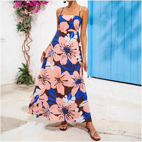 Damen Maxikleid mit floralem Musterschnitt und eleganter A-Linie R&B
