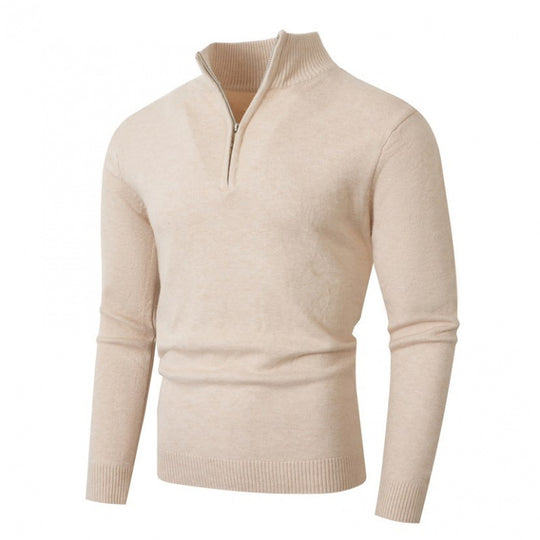 Herren modischer Strickpullover mit hohem Kragen und Reißverschluss R&B