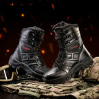 Herren Tactical Stiefel mit seitlichem Reißverschluss und hochgezogenem Knöchelschutz R&B