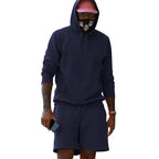 R&B Herren Hoodie-Shorts-Set mit Kängurutasche