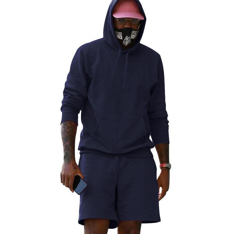 R&B Herren Hoodie-Shorts-Set mit Kängurutasche
