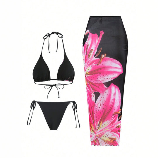 Damen Bikiniset mit floralem Wickelrock R&B