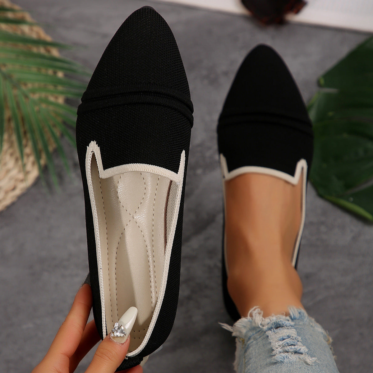 Damen elegante Slipper mit atmungsaktivem Obermaterial R&B