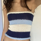 Damen Bandeau Oberteil mit bunten Streifen R&B