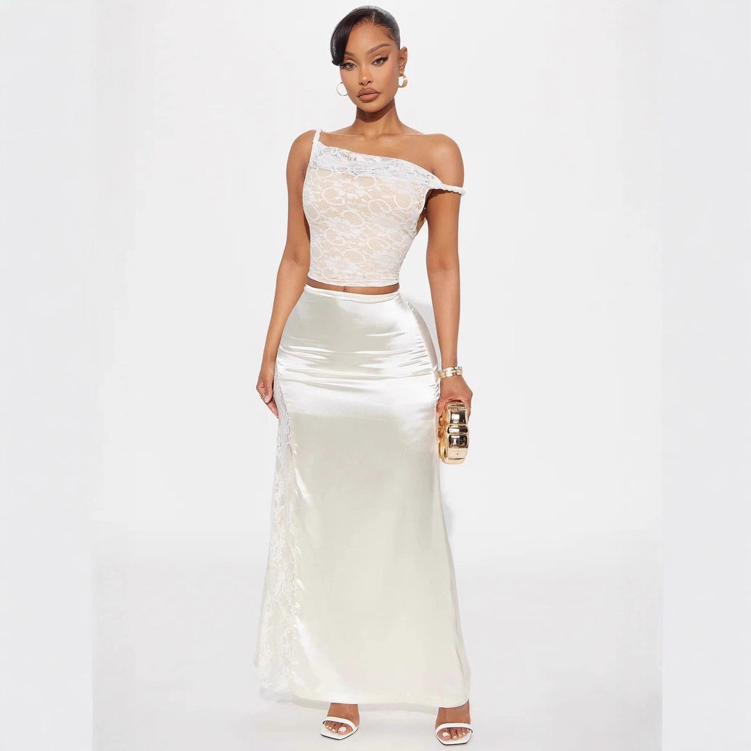 Damen Spitzenoberteil mit asymmetrischem Ausschnitt und romantischen Details R&B